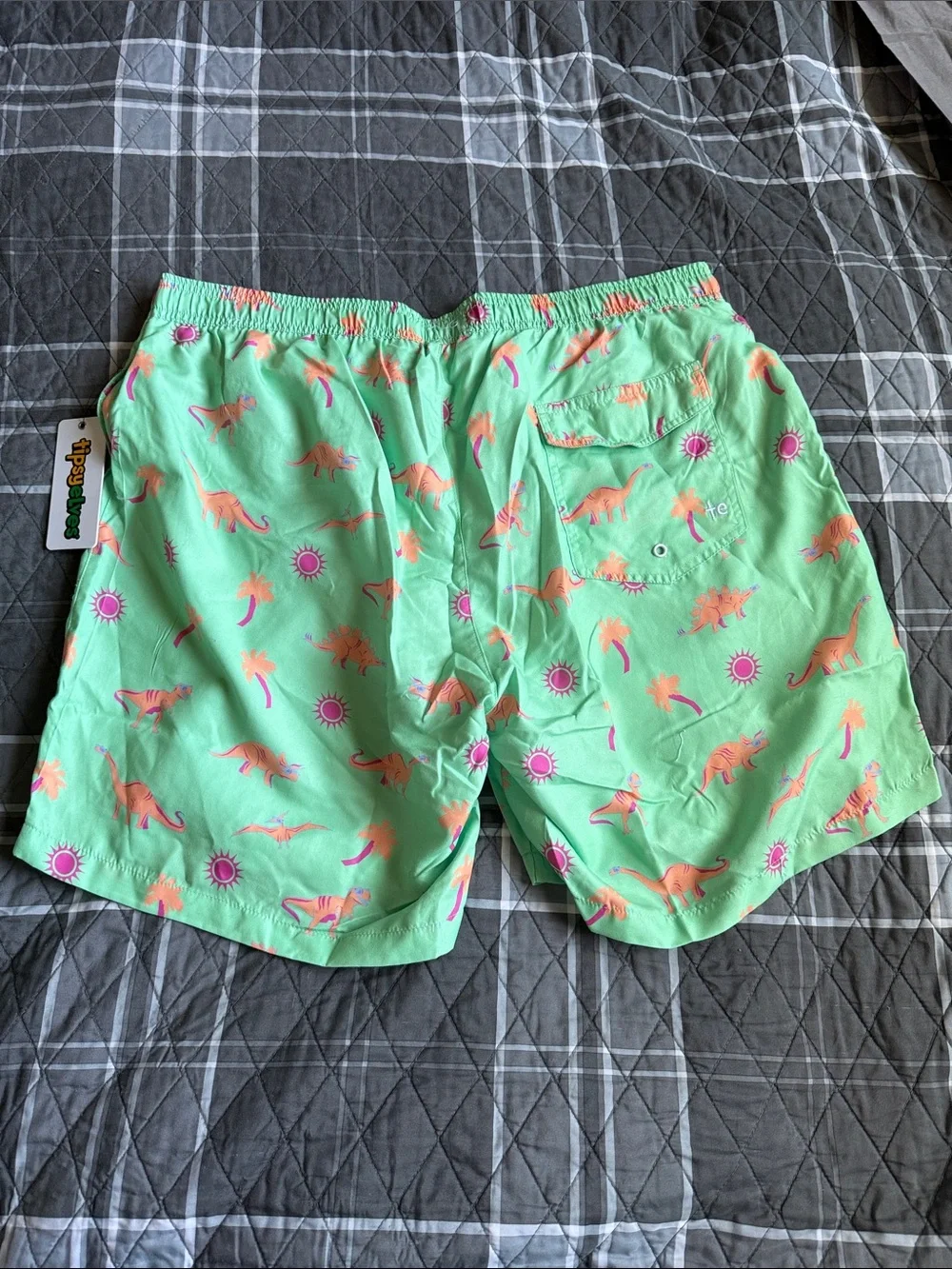 Tipsy Elves Dino Desert Swim Trunks NWT Ret $39.95 Green. Pink, Orange